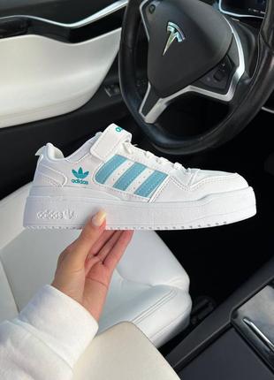 Жіночі шкіряні кросівки adidas forum low 84 white blue адідас форум знижка