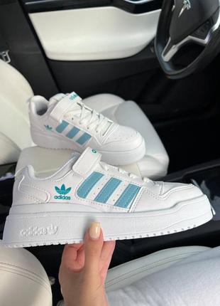 Жіночі шкіряні кросівки adidas forum low 84 white blue адідас форум знижка4 фото