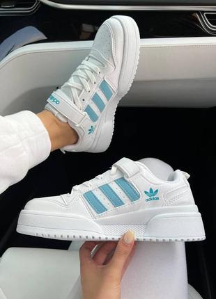 Жіночі шкіряні кросівки adidas forum low 84 white blue адідас форум знижка8 фото