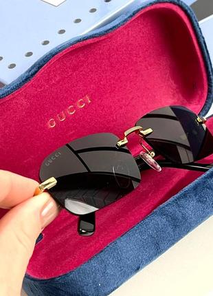 Очки gucci черная линза оправа золото