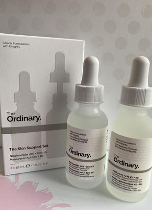 Набір the ordinary the skin set niacinamide 10% + zinc 1% 30ml + hyaluronic acid 2% + b5