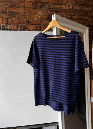 Marimekko women's striped short sleeve t-shirt black blue женская футболка