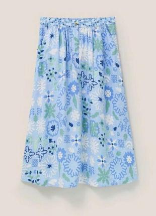 White stuff женская льняная лен linen юбка юбка голубого цвета миди mia white stuff, р.uk 12