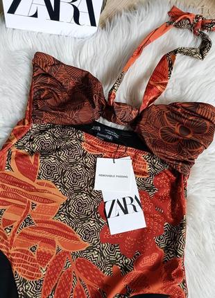 Купальник-бандо з принтом від zara, розмір xs, s6 фото