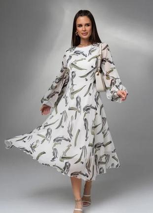 Платье для женщин цвет белый/оливковый размер s fi_010415