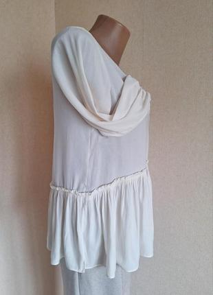 Блуза second female кремова біла блузка v головина молочно-біла вільного крою тиха розкіш баска4 фото