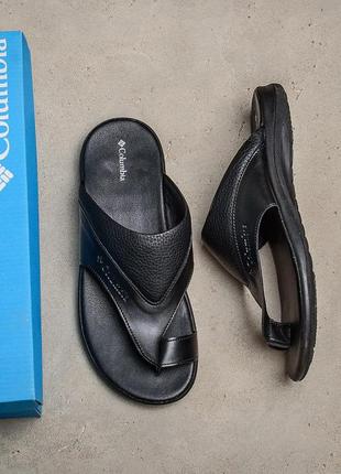Мужские кожаные летние шлепанцы-сланцы columbia коламбия