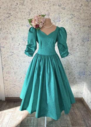 Винтажное английское зеленое платье laura ashley 14