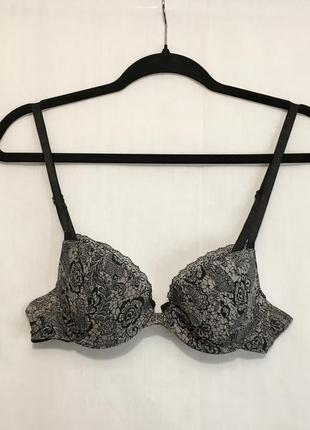 Сірий бюстгальтер в квітковий принт