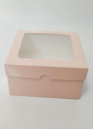 Коробка з вікном "пудра" для бенто-тортів, кексів, 160*160*901 фото