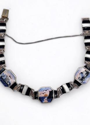 Антикварний срібний браслет з емаллю.