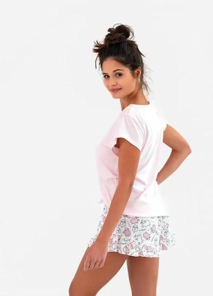 Жіноча піжама бавовняна піжама "lamb" комплект футболка і шорти з принтом3 фото