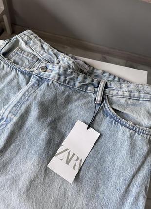 Голубая джинсовая юбка миди zara trf длинная юбка с разрезом зара8 фото