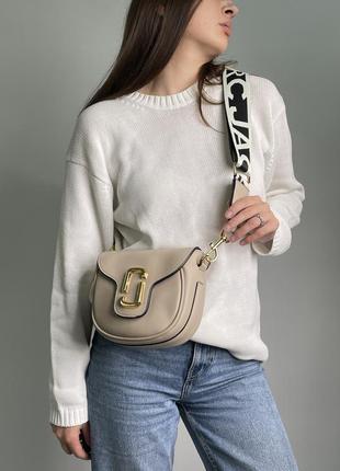 Сумка у стилі marc jacobs small saddle bag beige3 фото