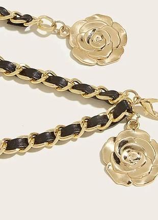 Розкішний пояс ланцюжок у стилі коко шанель, coco chanel, ремінь, камелія, квітка, квіти