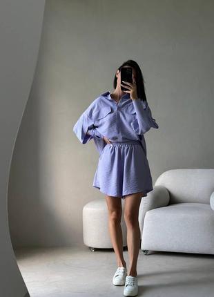 Костюм из шелкового льна / костюм женский рубашка и шорты / костюм женский стильный универсальный / костюм из льна шелковый / есть обмен