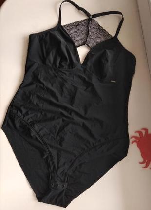 42-44р. мягкий боди с кружевом по спинке m&s
