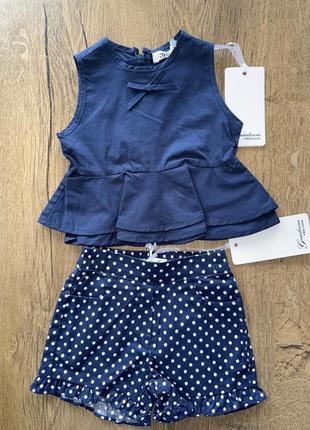 Комплект/набір італійський на дівчинку 3 місяці блуза і шорти