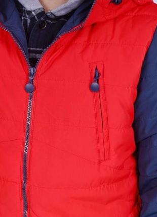 Куртка детская подростковая black & red  осень еврозима сине-красная2 фото