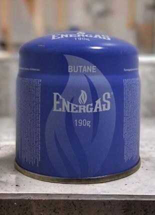 Газовий картридж для примусу energas 190г, одноразовий газовий балон, газовий балон пробивний