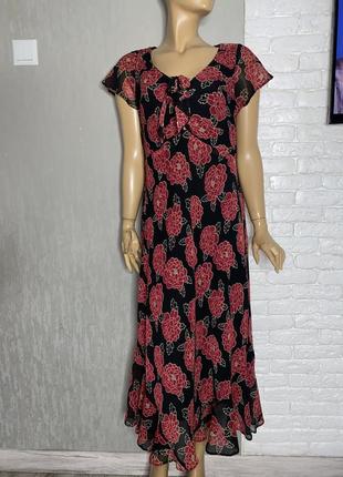 Сукня у квітковий принт вінтажне плаття style by ewm, xxxl 54р