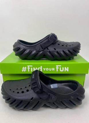 Crocs echo clog black клог ехо черные кроксы мужские и женские2 фото