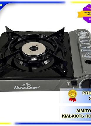 Газова плита кемпінгова похідна портативна nord camp 3,1 квт з п'єзопідпалом double flame dm-11