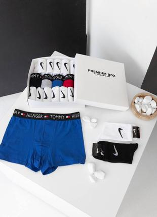 Комплект 5 штук белья Tommy hilfiger + 12 пар носков с коробкой