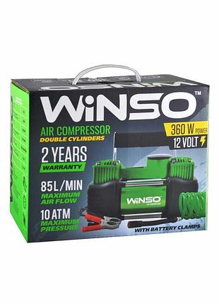 Компрессор автомобильный автокомпрессор winso, двухцилиндровый с зажимами акб dm-11 4