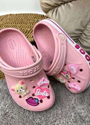 Дитячі крокси сабо crocs bayaband clog pink рожеві усі розміри у наявності джибітси1 фото