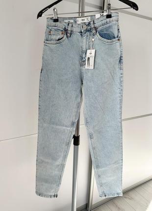 Эластичные джинсы mom mangoджиночи трендовые светлые высокая талия1 фото