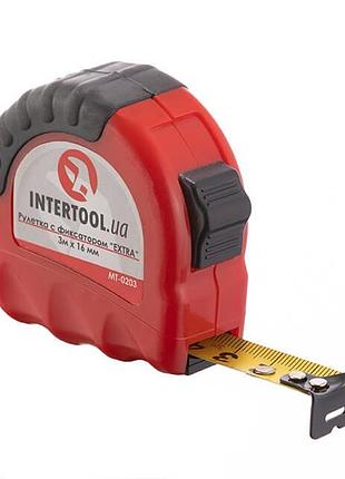 Рулетка з металевим полотном 3м x 16мм "extra" intertool mt-0203
