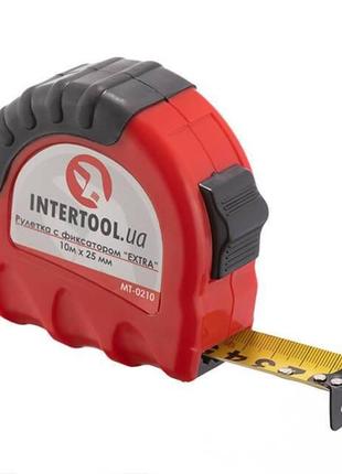 Рулетка з металевим полотном 10м x 25мм "extra" intertool mt-0210