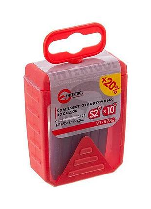 Комплек насадок до викруток pz1/pz2 1/4" x 60 мм уп. 10 шт. intertool vt-5786