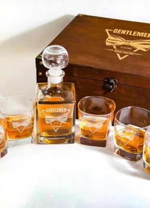 Комплект gentlemen графин + стакан любимому мужчине коробка с гравировкой