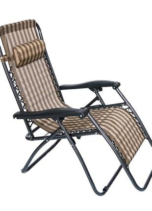 Крісло-шезлонг yt36698, 1800*650*1150 мм, підголівник, light brown, oem крісло шезлонг для відпочинку на природі