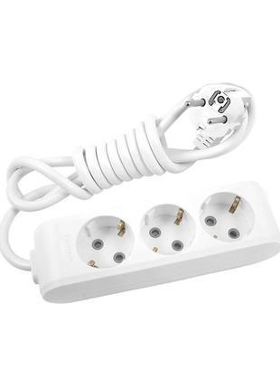 Panasonic x-tendia удлинительный кабель с заземлением, 3 розетки, 3 м, с защитными жалюзи, серый переноска