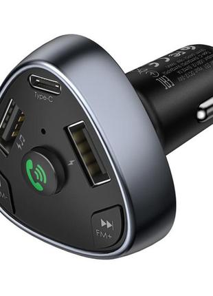 Fm модулятор автомобильный hoco с bluetooth fm road treasure e51 2usb/1type-c 18w/3a qc/pd