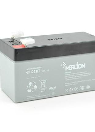 Акумуляторна батарея merlion agm gp1213f1 12 v 1,3ah  ( 97 x 44 x 50 (55) ) q20