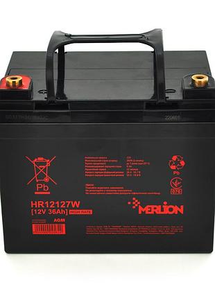 Акумуляторна батарея merlion hr12127w, 12v 36ah black ( 195 х 130 х 155 (167) )