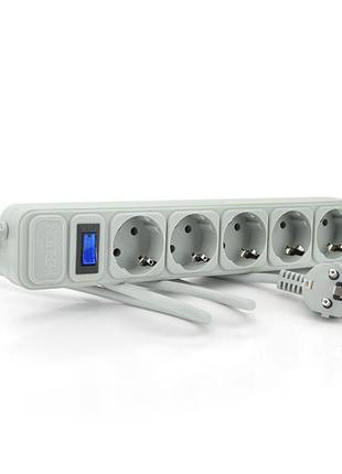 Мережевий подовжувач merlion g530, 220в 10а,  5 розеток, 3,0 м, переріз 3х0,75мм, сірий q50 переноска подовжувач електричне