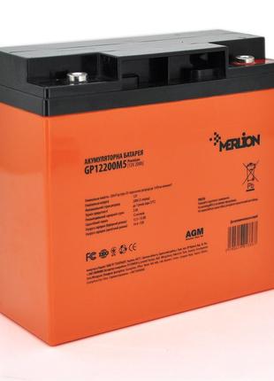 Акумуляторна батарея merlion agm gp12200m5 premium 12 v 20 ah (180 x 78 x 165 (168)) orange q4/192