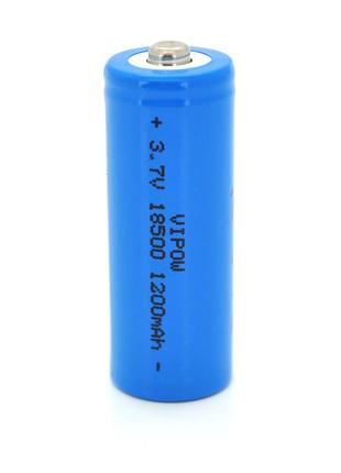 Акумулятор 18500 li-ion vipow icr18500 tiptop, 1200mah, 3.7v, blue