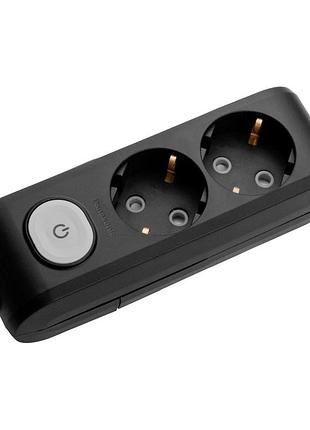 Колодка panasonic x-tendia із заземленням 2 гнізда, з захистними шторками,з вимикачем чорна розеткові колодки