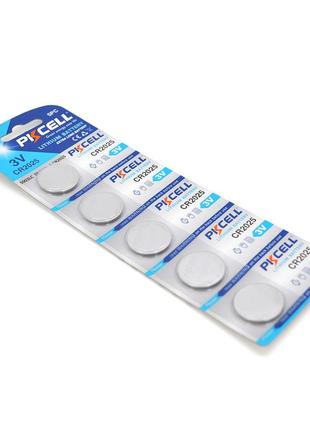 Батарейка літієва pkcell cr2025, 5 шт у блістері (упак.100 штук) ціна за блист. q30