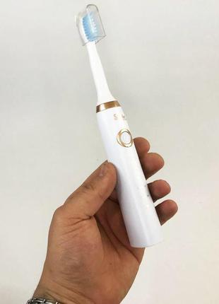 Электрическая зубная щетка sk-601 белая / зубная щетка на батарейках / gu-566 электрощитка зубная