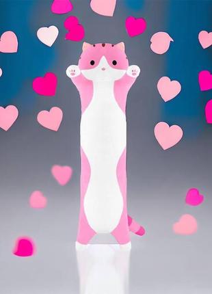 М'яка плюшева іграшка довгий кіт батон котейка-подушка 50 см. ih-577 колір: рожевий