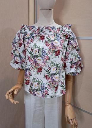 Топ, блуза з неймовірним квітковим принтом mng, mango, розмір m