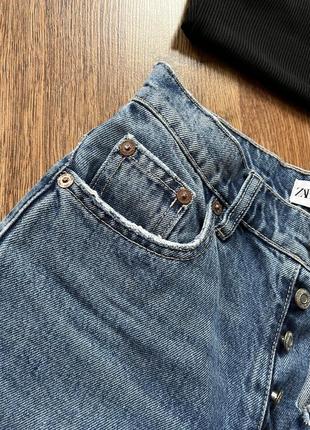 Джинсы прямые, zara, на пуговицах, s-m