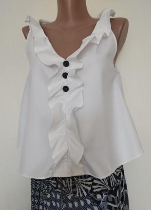 Блузка топ белый с воланом
